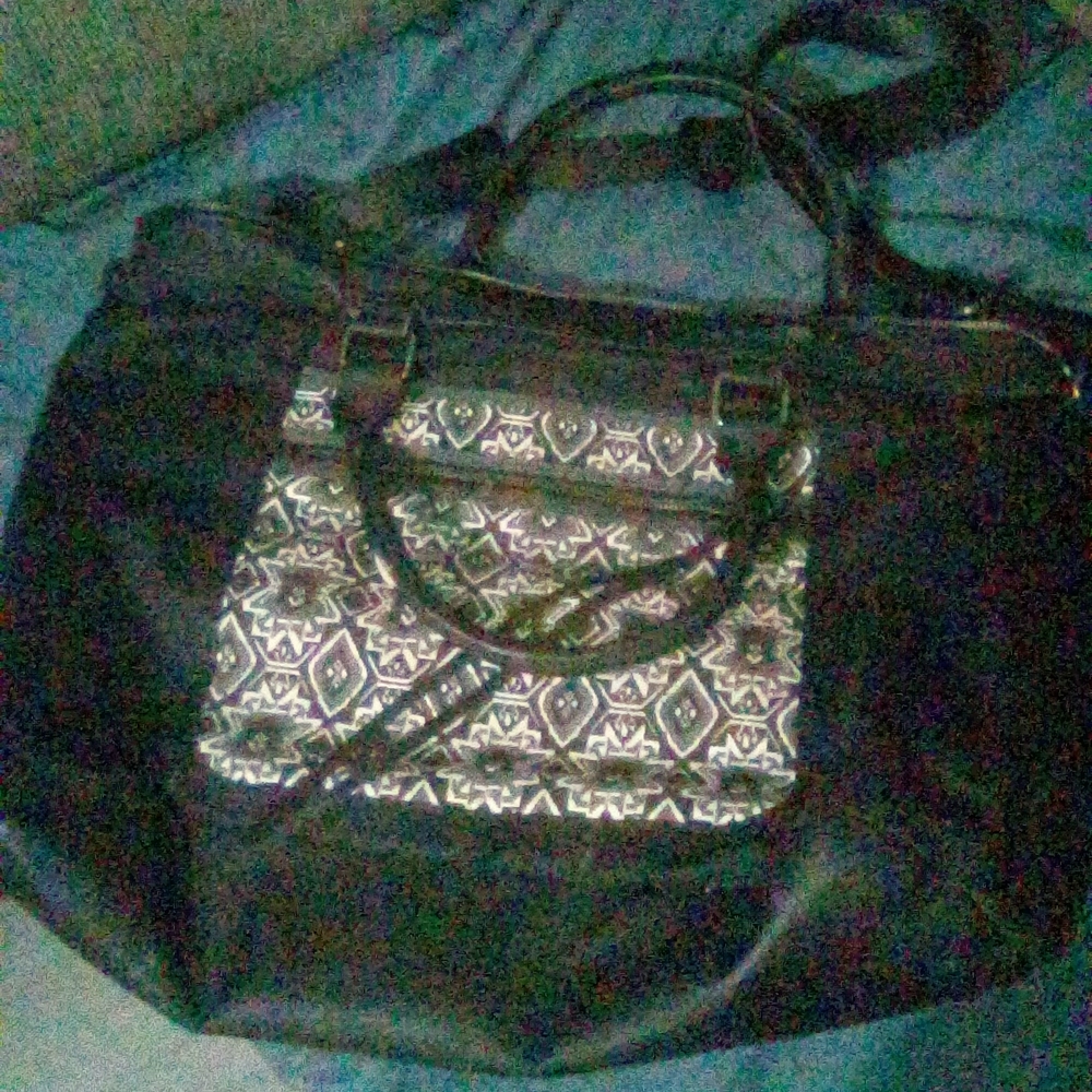 Mossimo Supply Co Black and White Tote with Geometric Pattern
